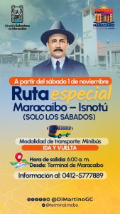 El 1ero de noviembre el Terminal de Pasajeros arranca la Ruta Especial Maracaibo-Isnotú